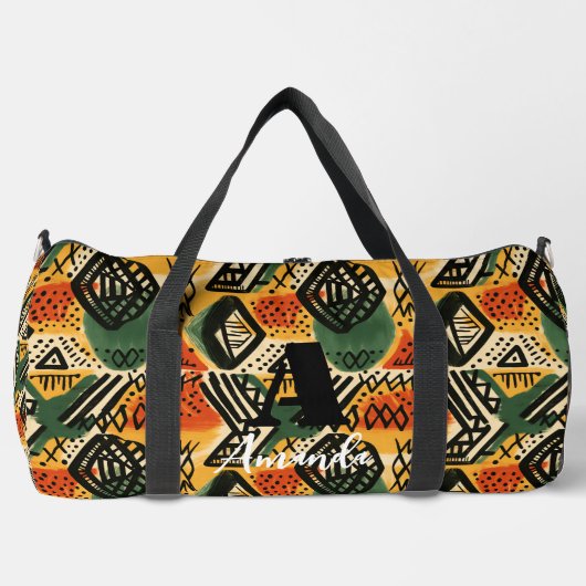 アフリカアムハラエチオピア幾何学的エスニックパターン2 ダッフルバッグ (正面)