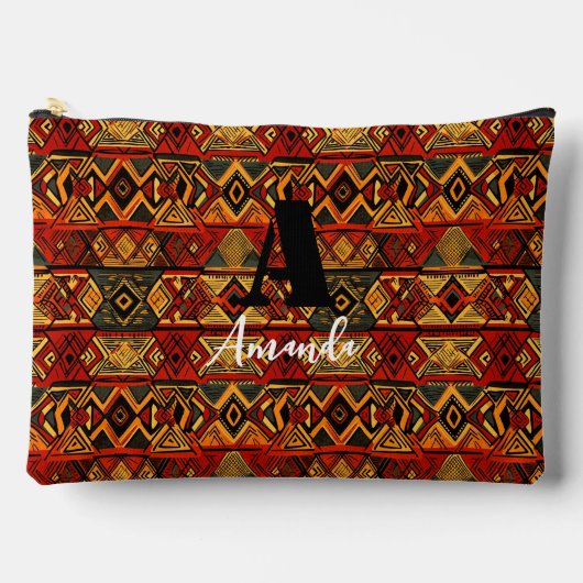 アフリカアムハラエチオピア幾何学的エスニックパターン3 アクセサリーポーチ (正面)