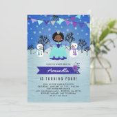 アフリカアメリカの冬のプリンセス誕生パーティー 招待状 (スタンド正面)