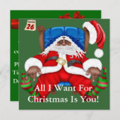 アフリカアメリカンサンタクロースクリスマス招待状 招待状 (正面/裏面)