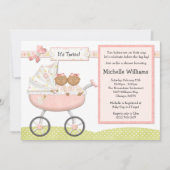 アフリカアメリカンツインズベビーシャワー招待状 招待状 (正面)