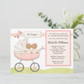 アフリカアメリカンツインズベビーシャワー招待状 招待状 (スタンド正面)