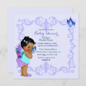 アフリカアメリカンバタフライプリンセスヴィンテージベビー 招待状 (正面/裏面)