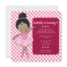 アフリカアメリカンバレリナ誕生日招待状