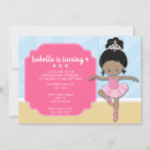アフリカアメリカンバレリナ誕生日招待状 招待状 (正面)