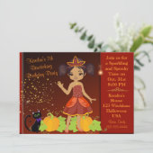 アフリカアメリカンブラックプリンセスハロウィーン招待状 招待状 (スタンド正面)