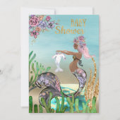 アフリカアメリカ人魚姫ベビーシャワー招待状 招待状 (正面)