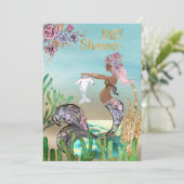 アフリカアメリカ人魚姫ベビーシャワー招待状 招待状 (スタンド正面)