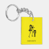 アフリカアートかわいいシルエット音楽少女 キーホルダー (正面左)