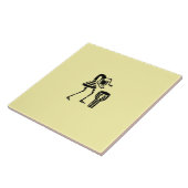 アフリカアートかわいいシルエット音楽少女 タイル (側面)