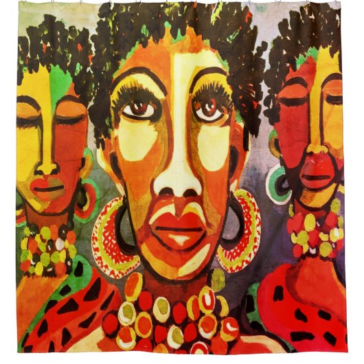 アフリカアートシャワーカーテン シャワーカーテン (正面)