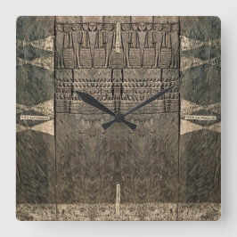 アフリカアート彫刻時計 スクエア壁時計