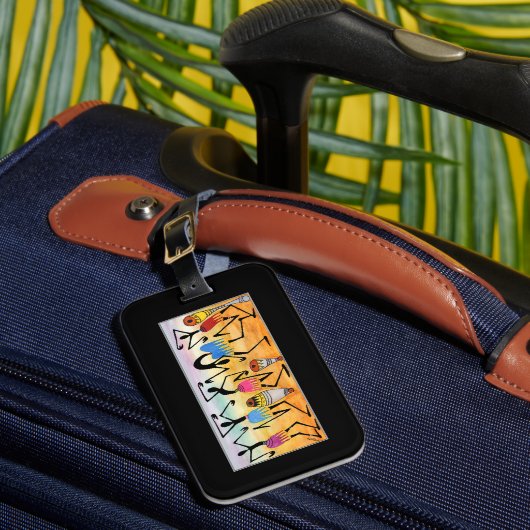 アフリカアート抽象芸術素晴らしダンサー ラゲッジタグ (正面インサイチュ1)