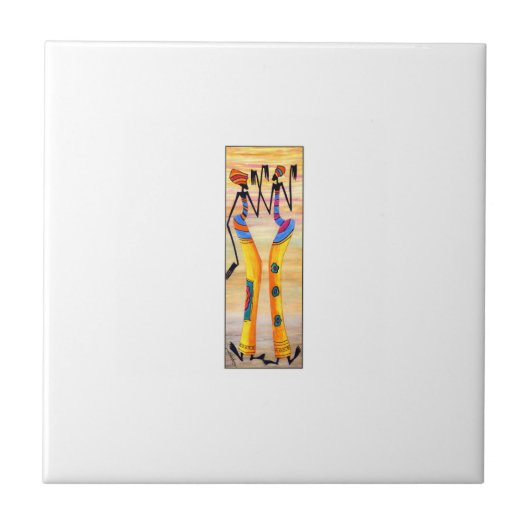 アフリカアート水の色のダ素晴らしンス タイル (正面)