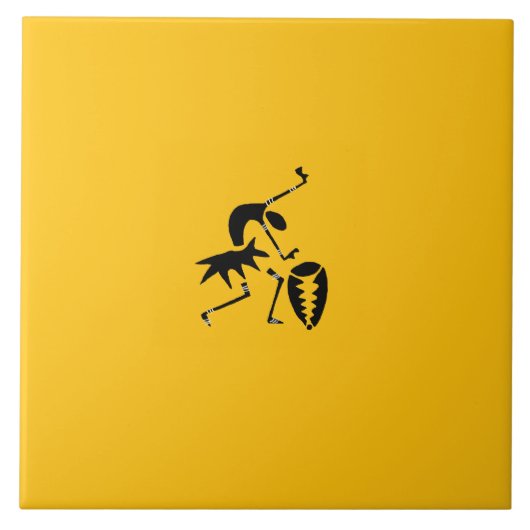 アフリカアート、カラフルシルエッ素晴らしトダンサー タイル (正面)