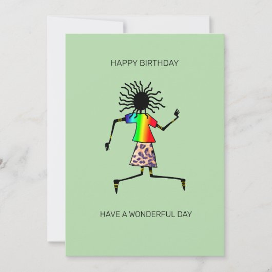 アフリカアート、キュートとダン素晴らしサ誕生日カード (正面)