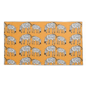 アフリカアート、キュートなケニアゼブラス柄オレンジ 枕カバー (裏面-左)