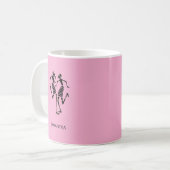 アフリカアート、キュートなシルエットダンサー、オレンジ コーヒーマグカップ (正面左)