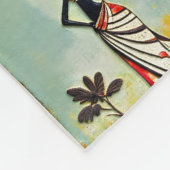 アフリカアート – ブランケット、枕の上の女性 フリースブランケット (角)