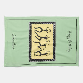 アフリカアート、レッツパーティー キッチンタオル