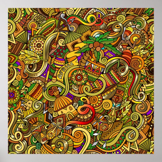 アフリカイラストレーションアートポスター ポスター (正面)