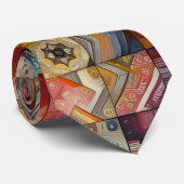 アフリカインスパイアのパッチワーク民族ヒッピーデザイン ネクタイ (ロール)