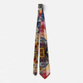 アフリカインスパイアのパッチワーク民族ヒッピーデザイン ネクタイ (裏面)