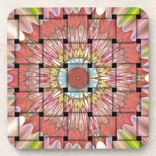 アフリカインスパイアアートプリント – 幾何学織デザイン コースター (正面)