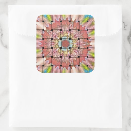 アフリカインスパイアアートプリント – 幾何学織デザイン スクエアシール (バッグ)