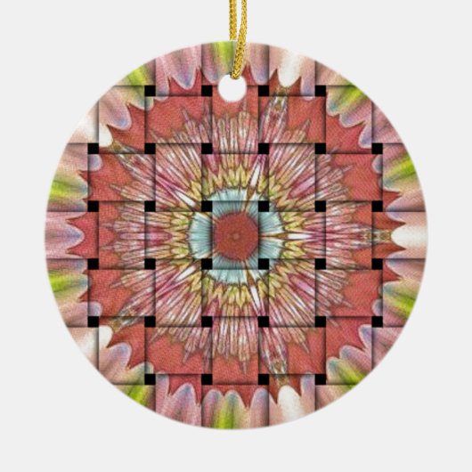 アフリカインスパイアアートプリント – 幾何学織デザイン セラミックオーナメント (正面)