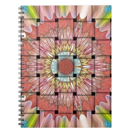 アフリカインスパイアアートプリント – 幾何学織デザイン ノートブック (正面)