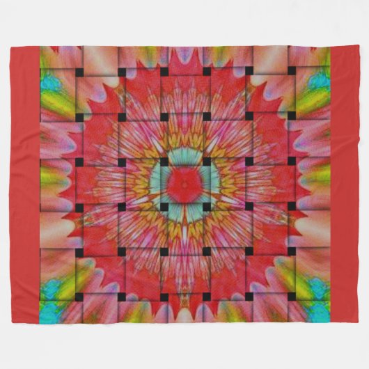 アフリカインスパイアアートプリント – 幾何学織デザイン フリースブランケット (正面(横))