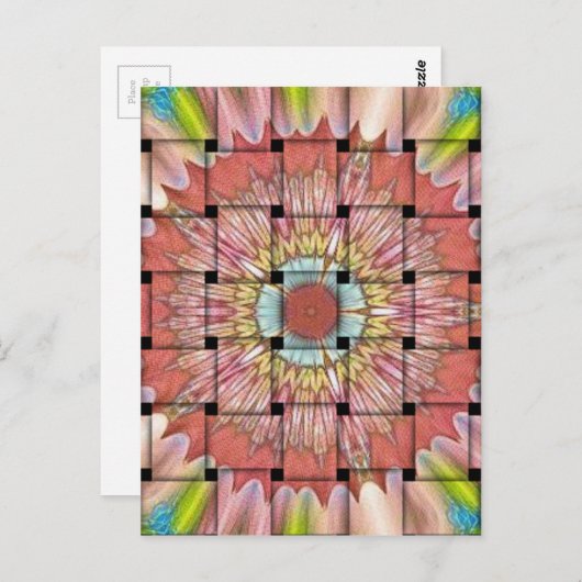 アフリカインスパイアアートプリント – 幾何学織デザイン ポストカード (正面/裏面)