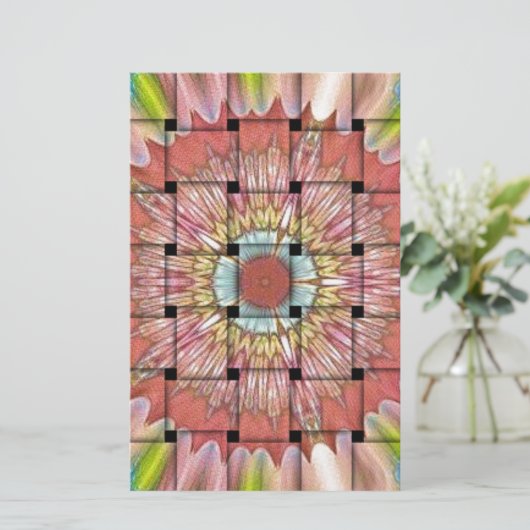 アフリカインスパイアアートプリント – 幾何学織デザイン 便箋 (スタンド正面)