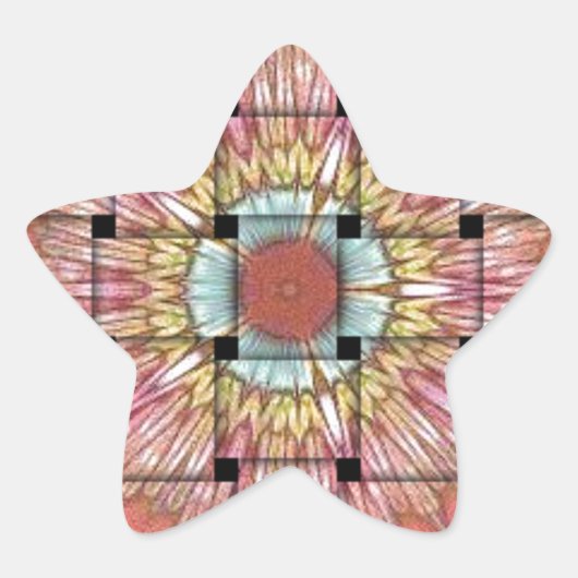 アフリカインスパイアアートプリント – 幾何学織デザイン 星シール (正面)