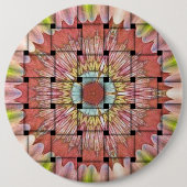 アフリカインスパイアアートプリント – 幾何学織デザイン 缶バッジ (正面)