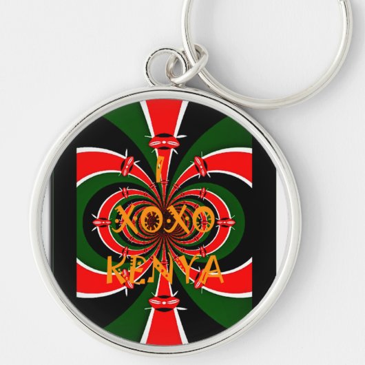 アフリカインスパイアケニヤ国旗の抽象芸術芸術 キーホルダー (正面)