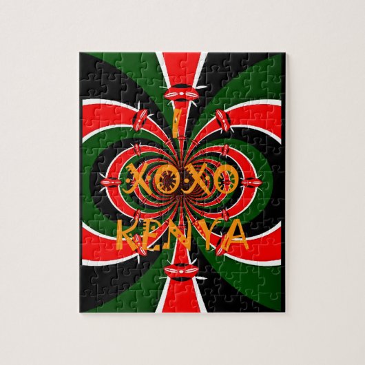 アフリカインスパイアケニヤ国旗の抽象芸術芸術 ジグソーパズル (縦)