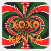 アフリカインスパイアケニヤ国旗の抽象芸術芸術 スクエアシール (正面)