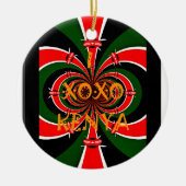 アフリカインスパイアケニヤ国旗の抽象芸術芸術 セラミックオーナメント (正面)