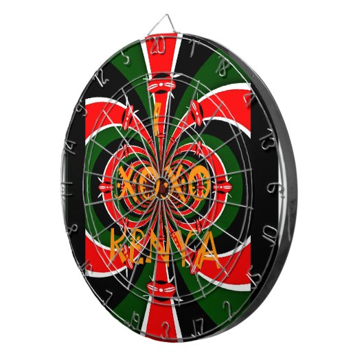 アフリカインスパイアケニヤ国旗の抽象芸術芸術 ダーツボード (正面右)