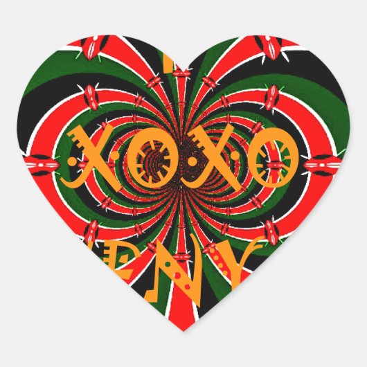 アフリカインスパイアケニヤ国旗の抽象芸術芸術 ハートシール (正面)