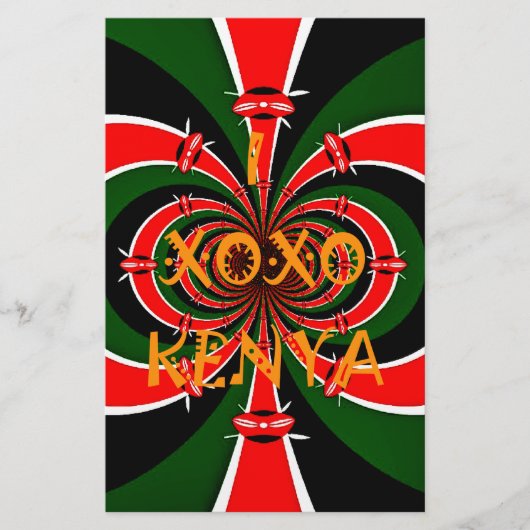 アフリカインスパイアケニヤ国旗の抽象芸術芸術 便箋 (正面)