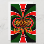 アフリカインスパイアケニヤ国旗の抽象芸術芸術 便箋 (正面/裏面)