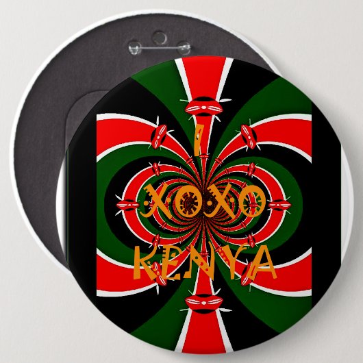アフリカインスパイアケニヤ国旗の抽象芸術芸術 缶バッジ (正面&裏面)