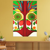 アフリカインスパイアデザイン、明るい色、抽象芸術 キャンバスプリント (インサイチュ (リビング))