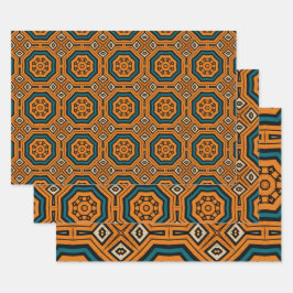 アフリカインスパイア民族パターンNo10 ラッピングペーパーシート