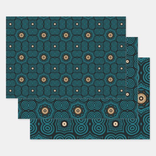 アフリカインスパイア民族パターンNo5 ラッピングペーパーシート (セット)