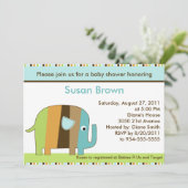 アフリカウストライプのゾウ赤ちゃんシャワー招待状 招待状 (スタンド正面)