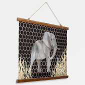 アフリカウモダンゾウの水色 吊り下げ型タペストリー (傾斜あり)